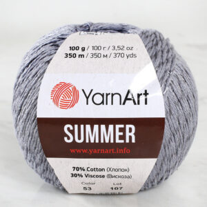 Yarnart Summer Smoke Gray Hand Knitting Yarn - 53