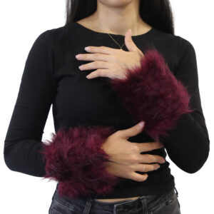 Yarnart Cuffs - Faux Fur Cuffs, Speckled Burgundy - F505