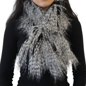 Yarnart X - Scarf Faux Fur Shawl, Speckled Black and White - F502