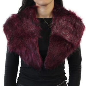 Yarnart Shawl - Faux Fur Collar, Speckled Burgundy - F501