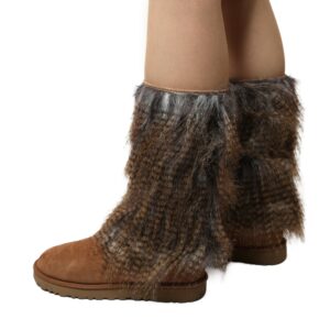 Yarnart Leg Warmer Faux Fur Leggings Melted Beige - F506