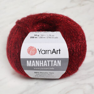 Yarnart Manhattan Red Glitter Hand Knitting Yarn - 913