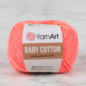 YarnArt Baby Cotton Neon Pink Hand Knitting Yarn - 424