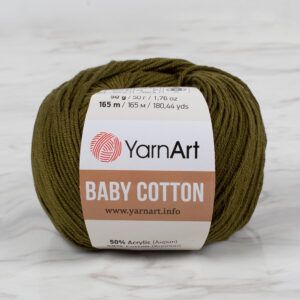 YarnArt Baby Cotton Army Green Hand Knitting Yarn - 443