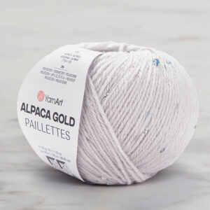Yarnart Alpaca Gold Paillettes White Hand Knitting Yarn - 9303