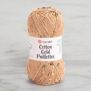 Yarnart Cotton Gold Paillettes Beige - Hand Knitting Yarn - 7105