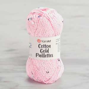 Yarnart Cotton Gold Paillettes Pink Hand Knitting Yarn - 7107