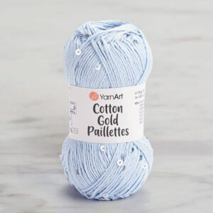 Yarnart Cotton Gold Paillettes Baby Blue Hand Knitting Yarn - 7109