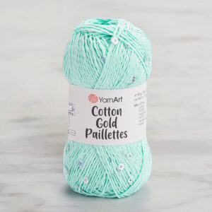 Yarnart Cotton Gold Paillettes Green Hand Knitting Yarn - 7112