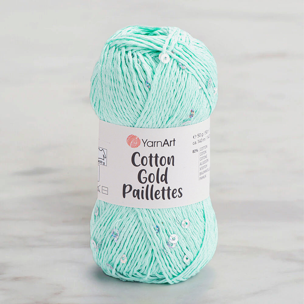 Yarnart Cotton Gold Paillettes Green Hand Knitting Yarn – 7112