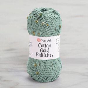 Yarnart Cotton Gold Paillettes Green Hand Knitting Yarn - 7113