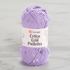 Yarnart Cotton Gold Paillettes Lilac Hand Knitting Yarn - 7116
