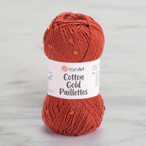 Yarnart Cotton Gold Paillettes Cinnamon Hand Knitting Yarn - 7117
